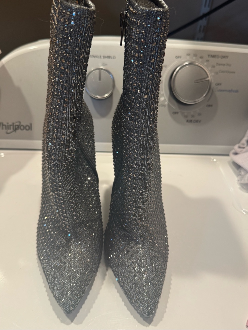 Steve Madden Silver Crystal Pointed Toe Ankle Booties